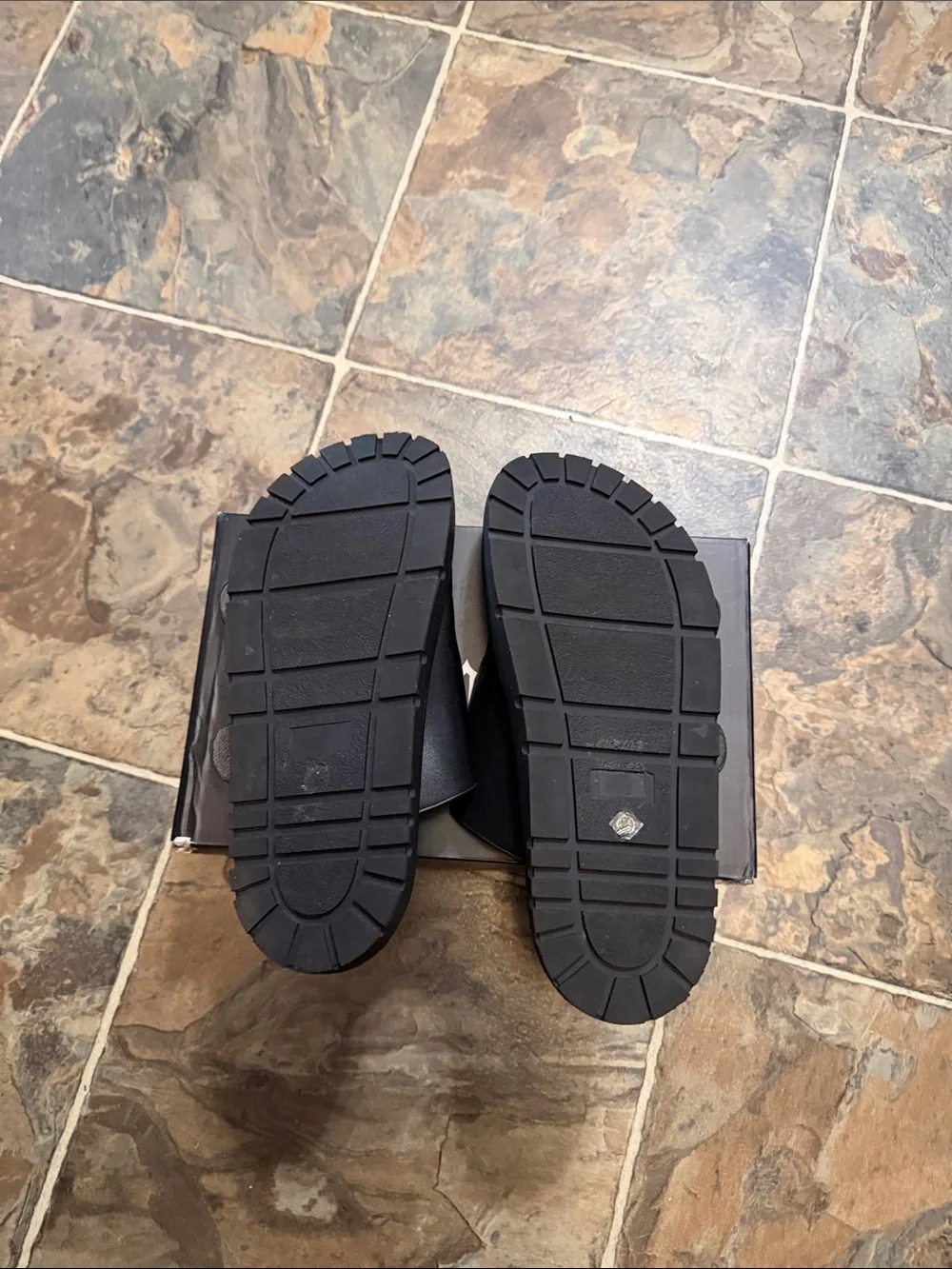 Disturbia Black Slide Sandal with Snake Buckles